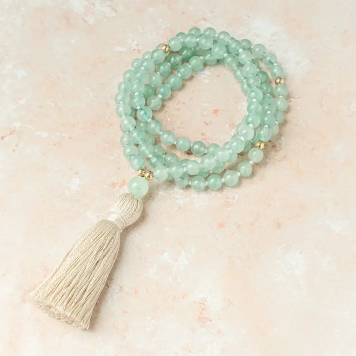 Artisan d'Asie Colliers Malas Collier mala en pierre d'aventurine