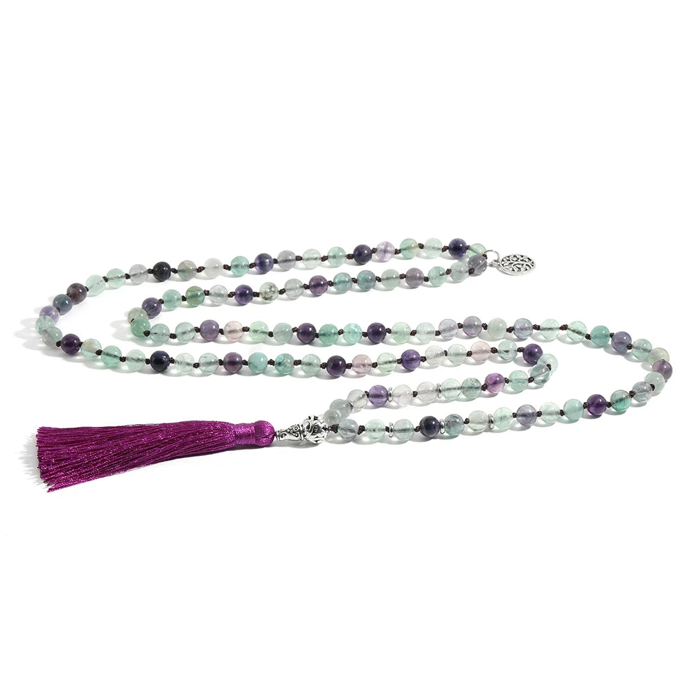 Artisan d'Asie Colliers Malas Collier mala en pierre de fluorite