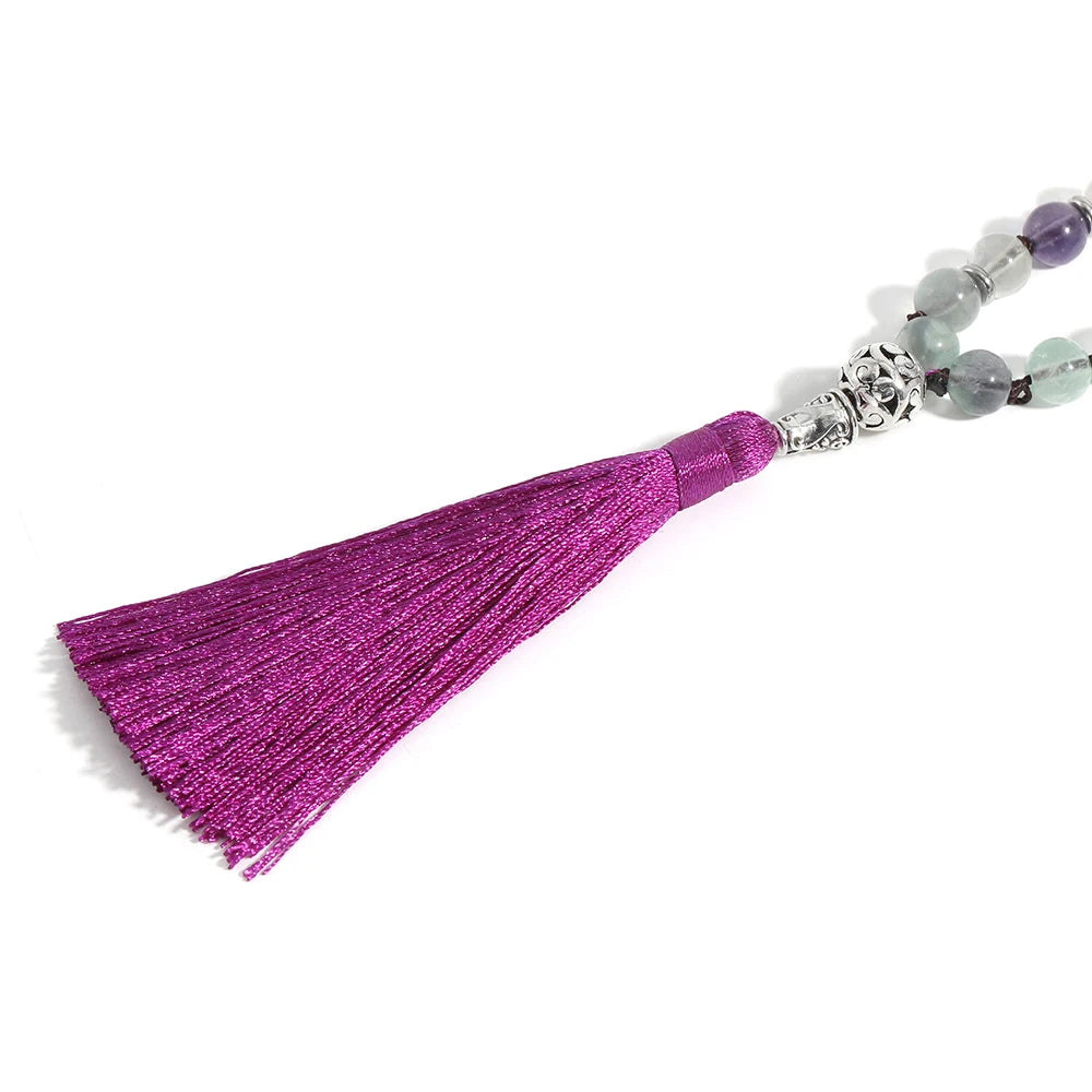 Artisan d'Asie Colliers Malas Collier mala en pierre de fluorite