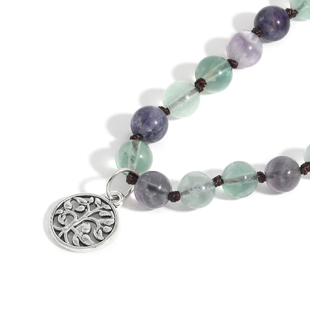 Artisan d'Asie Colliers Malas Collier mala en pierre de fluorite