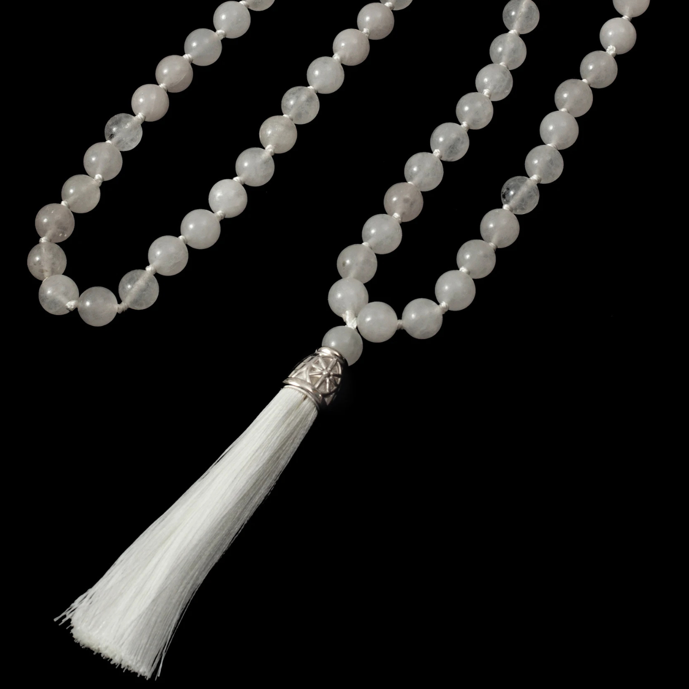 Artisan d'Asie Colliers Malas Collier mala en pierre de jade blanc