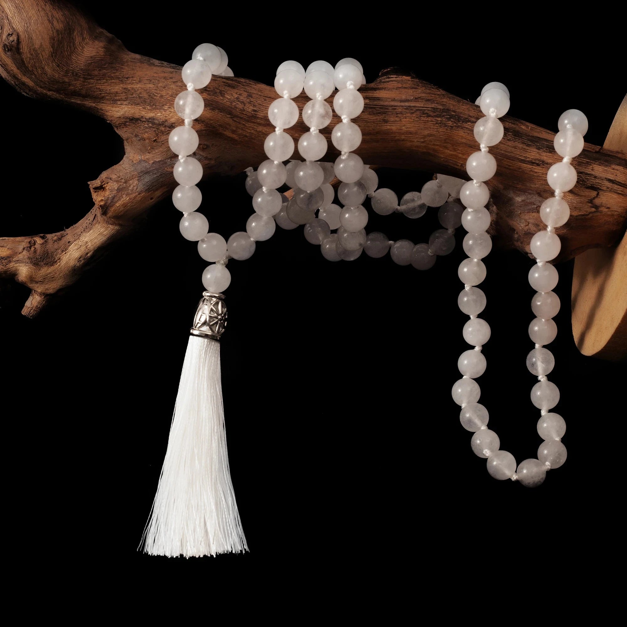 Artisan d'Asie Colliers Malas Collier mala en pierre de jade blanc