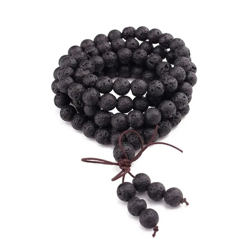Artisan d'Asie Colliers Malas Collier mala en pierre de lave