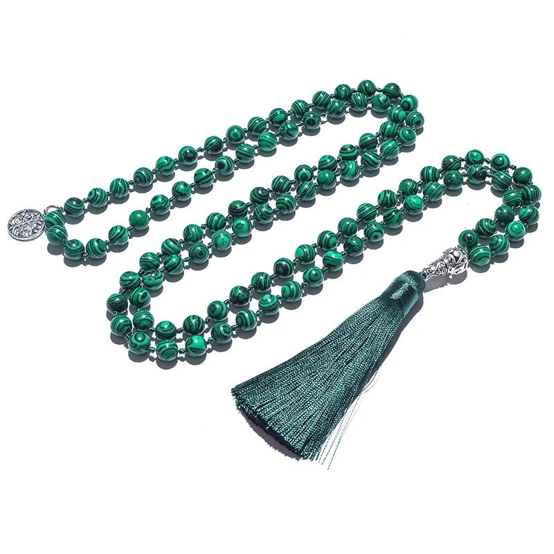 Artisan d'Asie Colliers Malas Collier mala en pierre de malachite