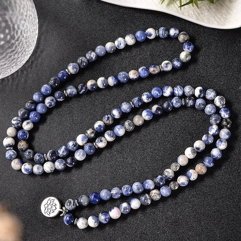 Artisan d'Asie Colliers Malas Collier mala en pierre de sodalite