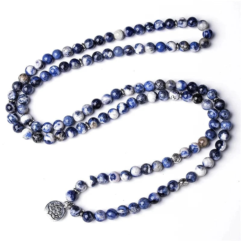 Artisan d'Asie Colliers Malas Collier mala en pierre de sodalite