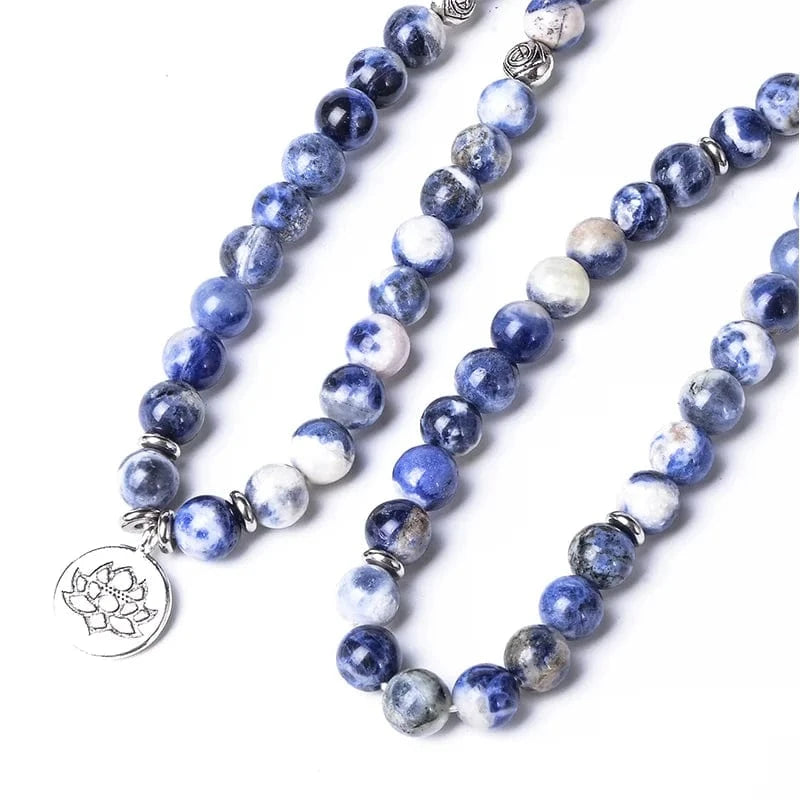Artisan d'Asie Colliers Malas Collier mala en pierre de sodalite