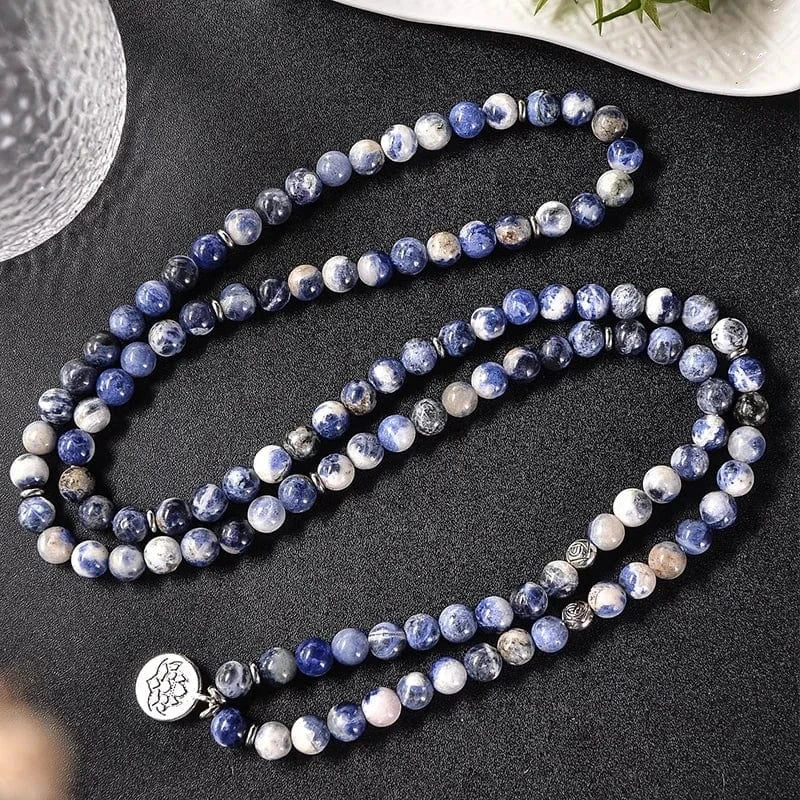 Artisan d'Asie Colliers Malas Collier mala en pierre de sodalite
