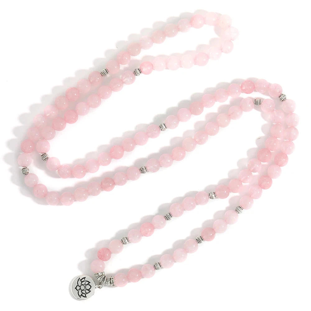 Artisan d'Asie Colliers Malas Collier mala en Quartz Rose