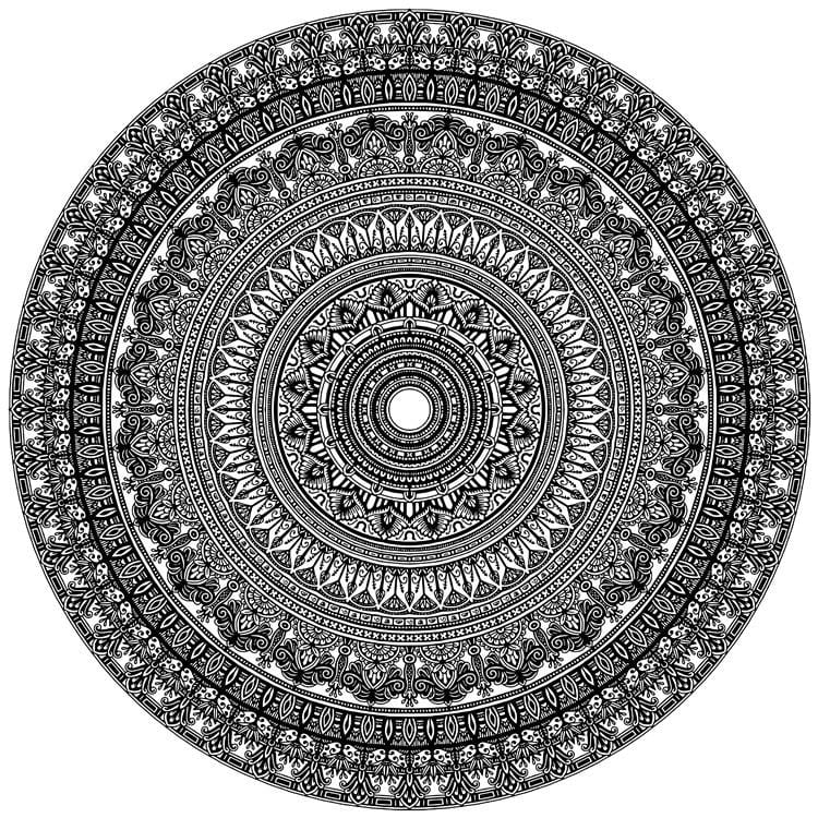 Artisan d'Asie Coloriage Adulte Mandala 1 Mandala à colorier sur coton