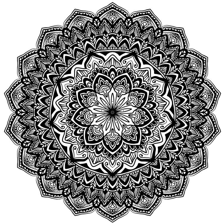 Artisan d'Asie Coloriage Adulte Mandala sur fond noir Mandala à colorier