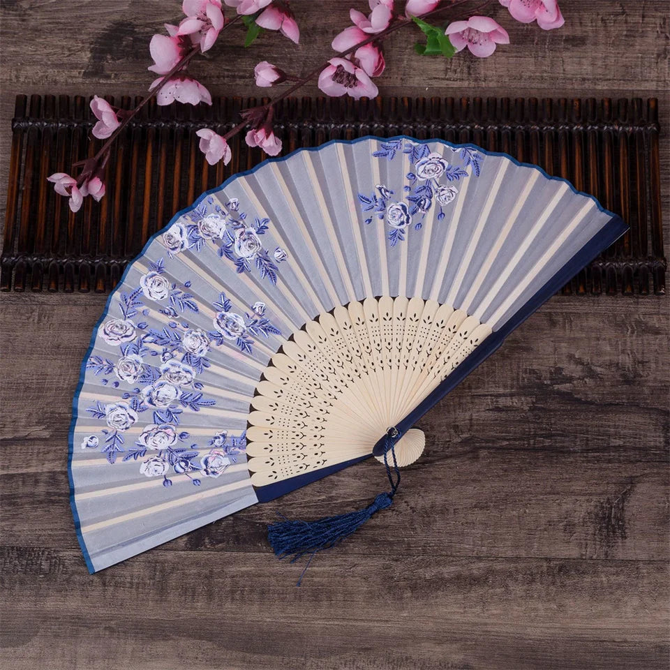 Artisan d'Asie Éventail Chinois Éventail chinois en soie pure et bambou – Élégance artisanale