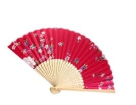 Artisan d'Asie Éventail Chinois Fleurs rouges Éventail chinois