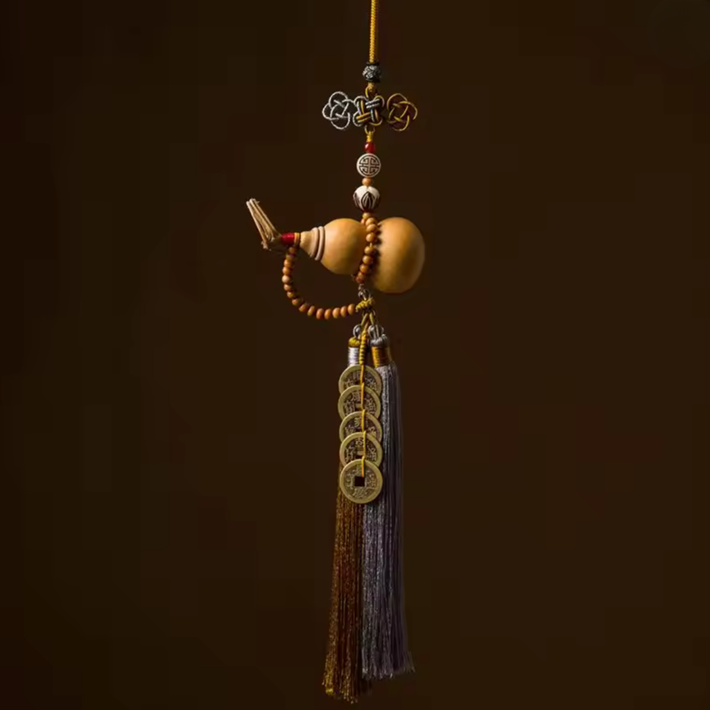 Artisan d'Asie Feng Shui Marron & Gris Porte-bonheur Hulu et pièces