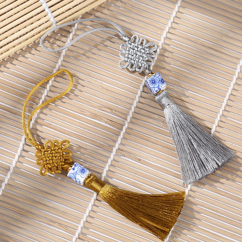 Artisan d'Asie Feng Shui Nœud sans fin en porcelaine Feng Shui chinoise