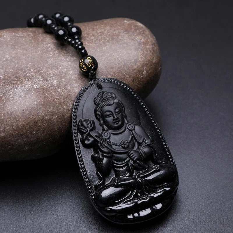 Artisan d'Asie Pendentifs & Amulettes Amitabha 3 Pendentif Amitabha en Obsidienne