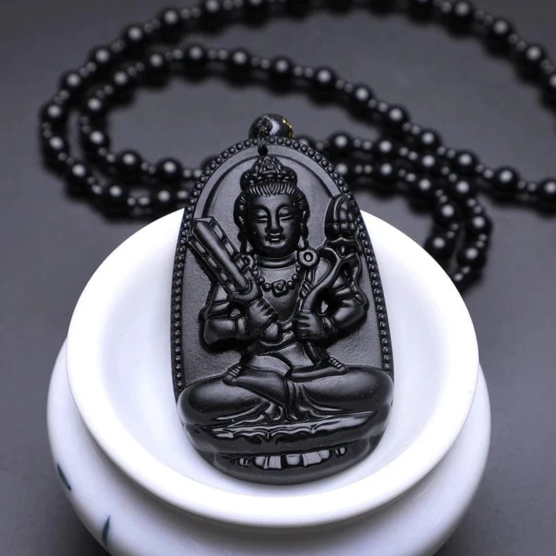 Artisan d'Asie Pendentifs & Amulettes Amitabha 4 Pendentif Amitabha en Obsidienne