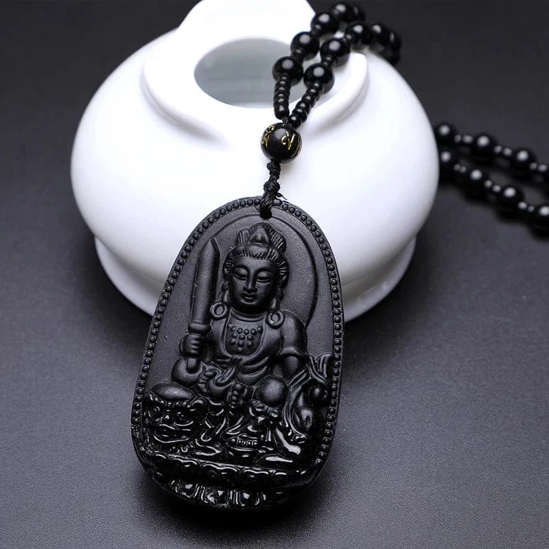 Artisan d'Asie Pendentifs & Amulettes Amitabha 5 Pendentif Amitabha en Obsidienne