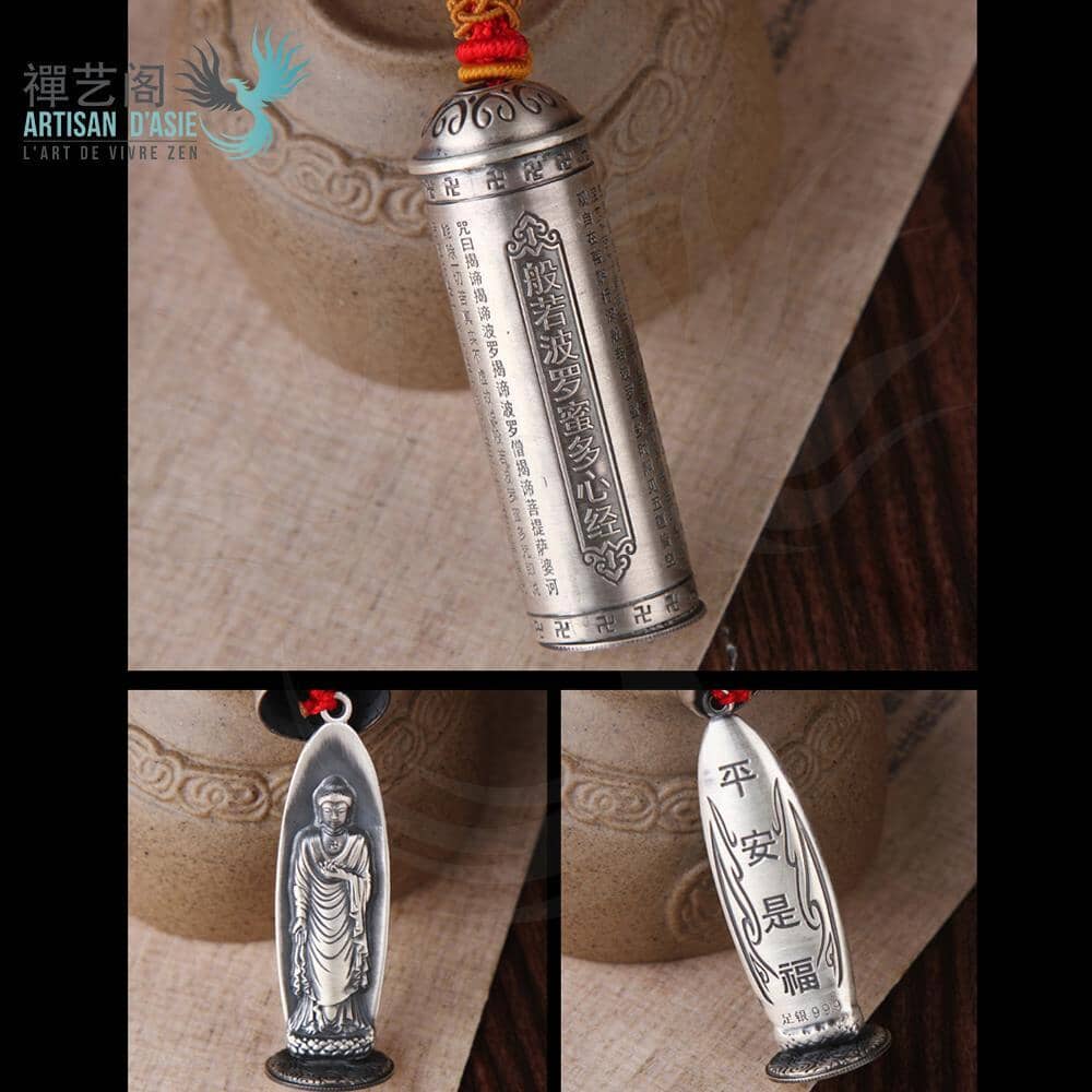 Artisan d'Asie Pendentifs & Amulettes Amitabha Pendentif Moulin à Prière Tibétain en Argent 999/1000