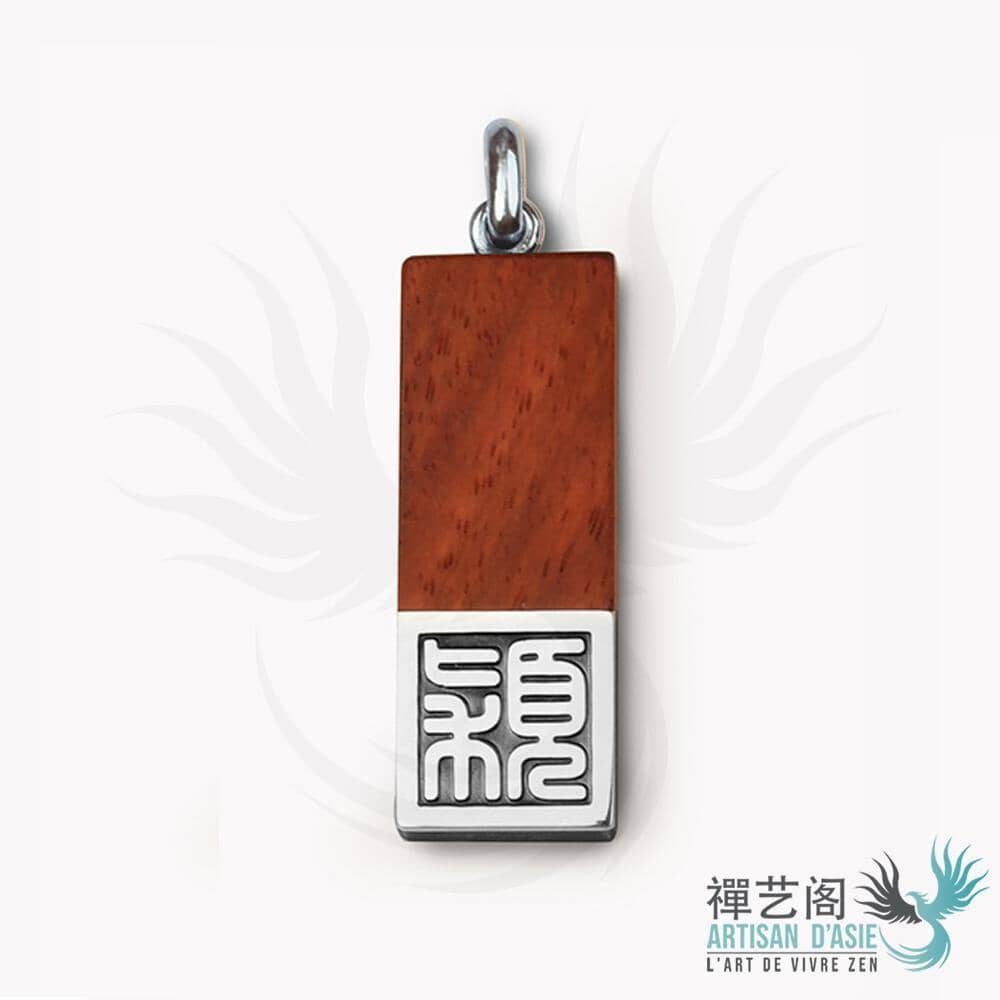 Artisan d'Asie Pendentifs & Amulettes Fortune Pendentif Porte-Bonheur pour Couple en Argent Pur 990/1000 et Bois de Santal Premium