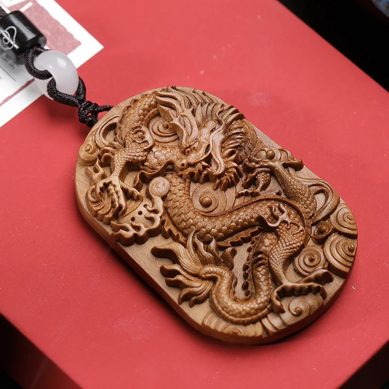 Artisan d'Asie Pendentifs & Amulettes Pendentif Feng Shui Dragon en Bois de Santal