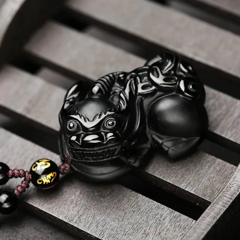 Artisan d'Asie Pendentifs & Amulettes Pendentif Feng Shui Pixiu en Obsidienne