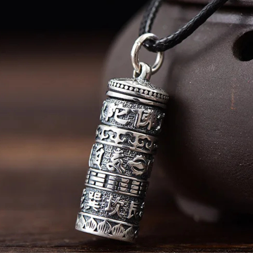 Artisan d'Asie Pendentifs & Amulettes Pendentif Moulin à Prière Tibétain en Argent Pur 990/1000