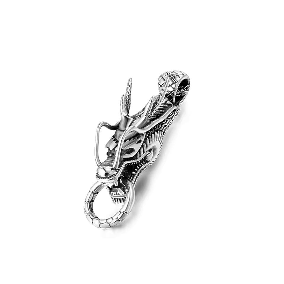 Artisan d'Asie Pendentifs & Amulettes Pendentif seul Pendentif Feng Shui Tête de Dragon en Acier Inoxydable