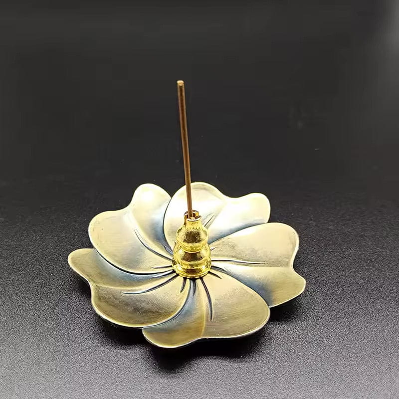 Artisan d'Asie Portes Encens Jaune / Modèle 3 Porte Encens Lotus en Métal – Élégance et Sérénité