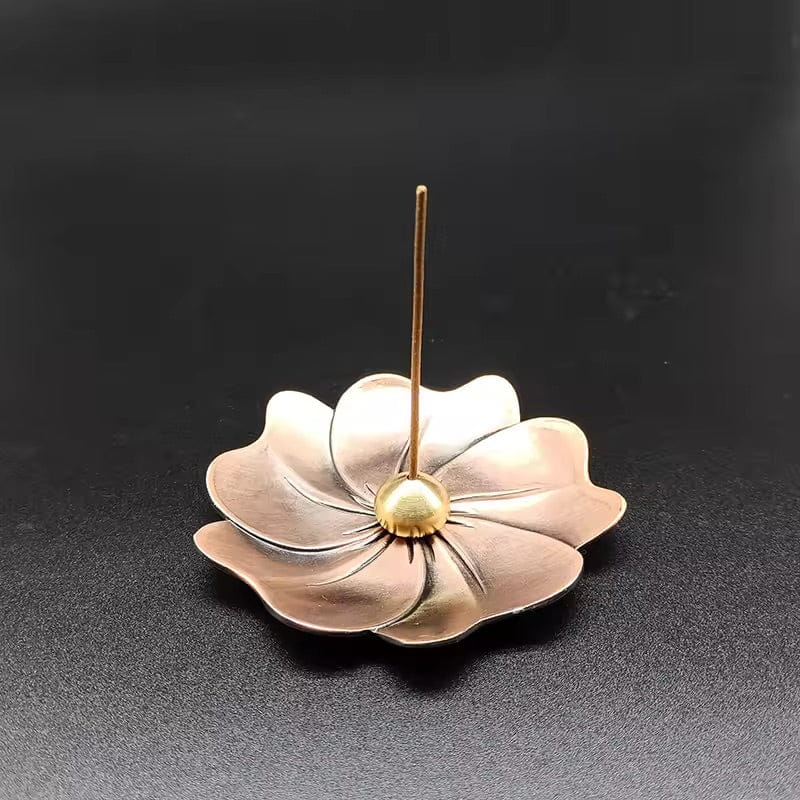 Artisan d'Asie Portes Encens Marron / Modèle 1 Porte Encens Lotus en Métal – Élégance et Sérénité