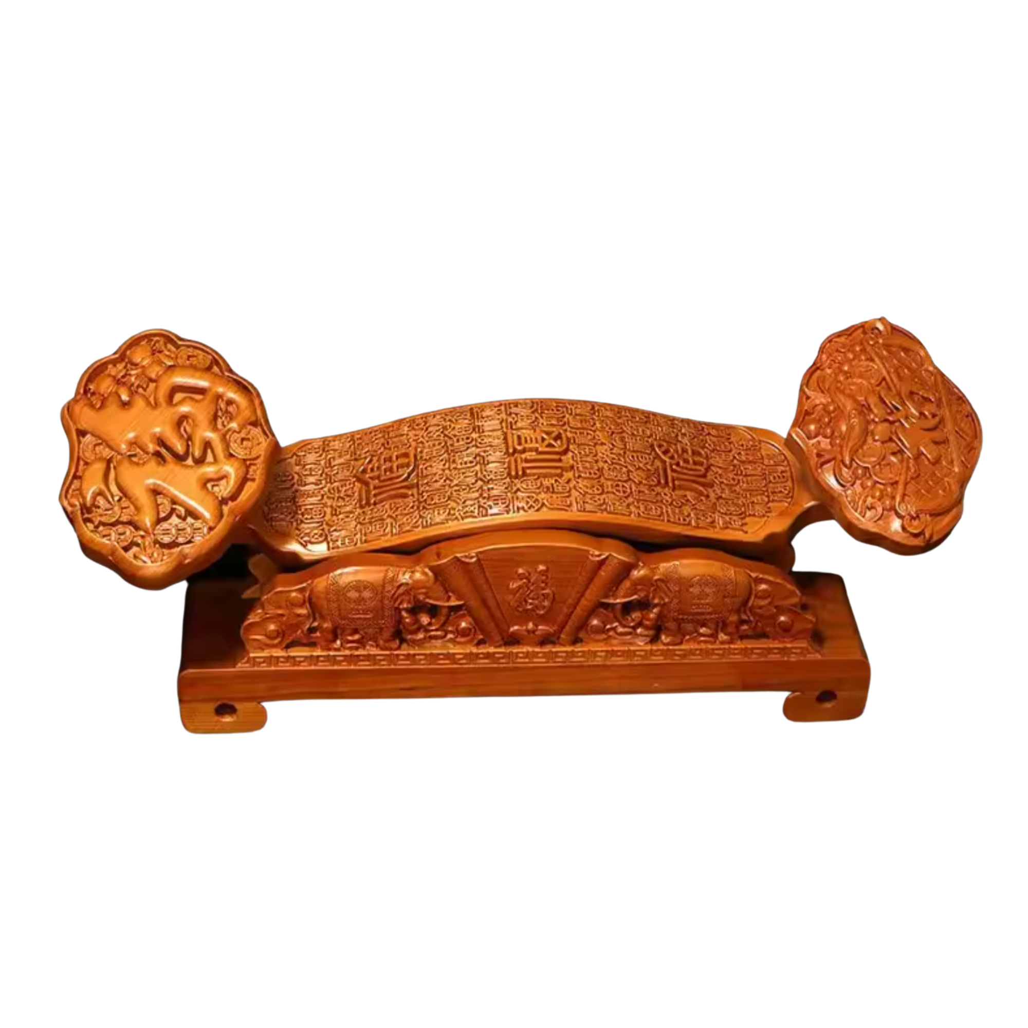 Artisan d'Asie Ruyi Bonne Fortune - Chance / 60 x 20 x 21 cm Ruyi en bois de pêcher sculpté