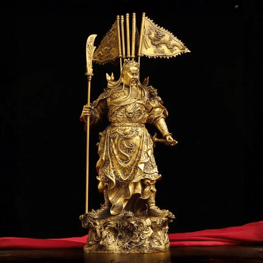 Artisan d'Asie Statues Asiatiques Statue du guerrier Guanyu en cuivre