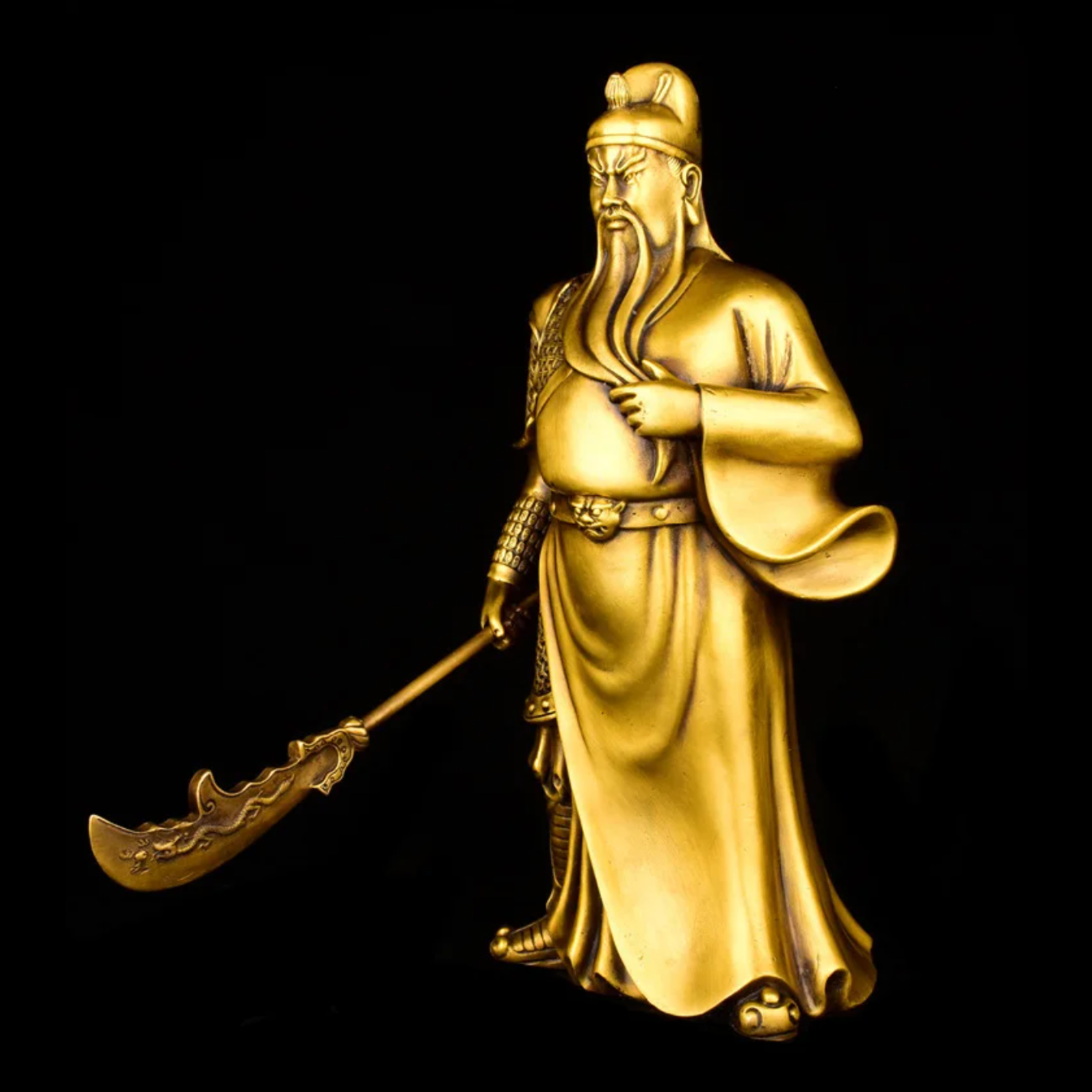 Artisan d'Asie Statues Asiatiques Statue Guanyu en cuivre