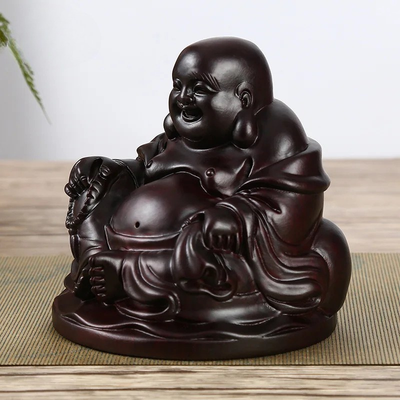 Artisan d'Asie Statues Bouddha 15 cm / Bois d’ébène Statue bouddha Maitreya - Bois d’ébène