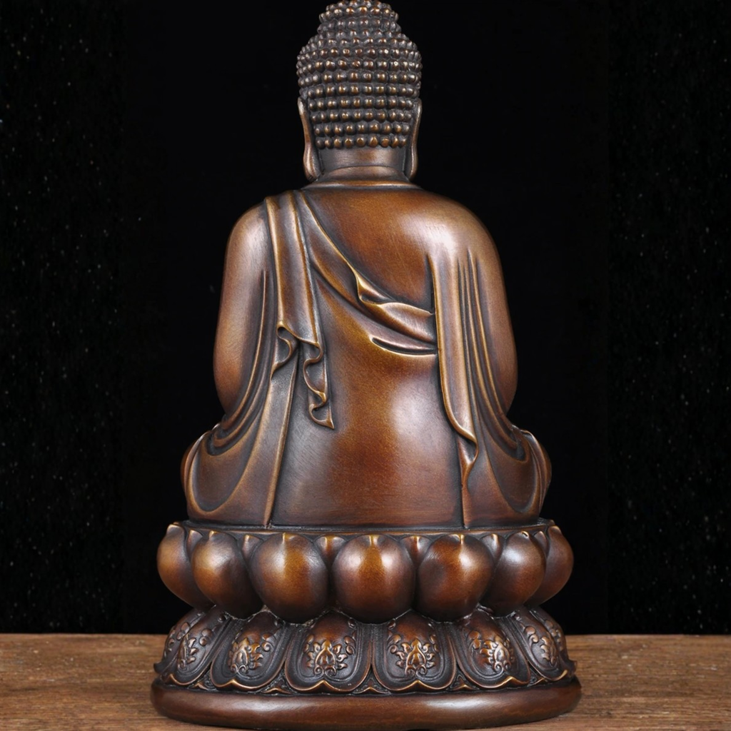 Artisan d'Asie Statues Bouddha Statue Bouddha Amitabha assis en cuivre