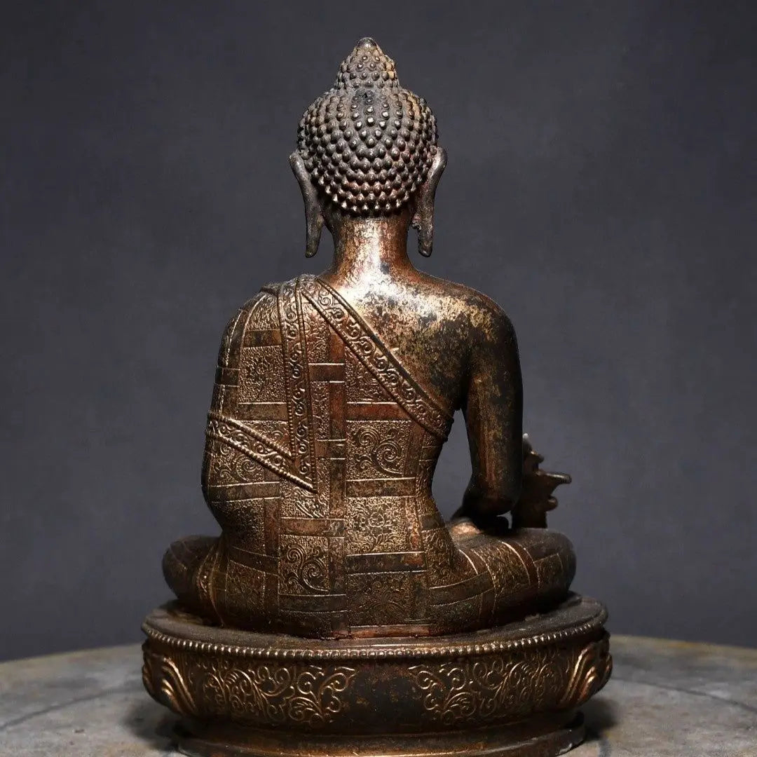 Artisan d'Asie Statues Bouddha Statue Bouddha de la médecine Bhaisajyaguru en cuivre