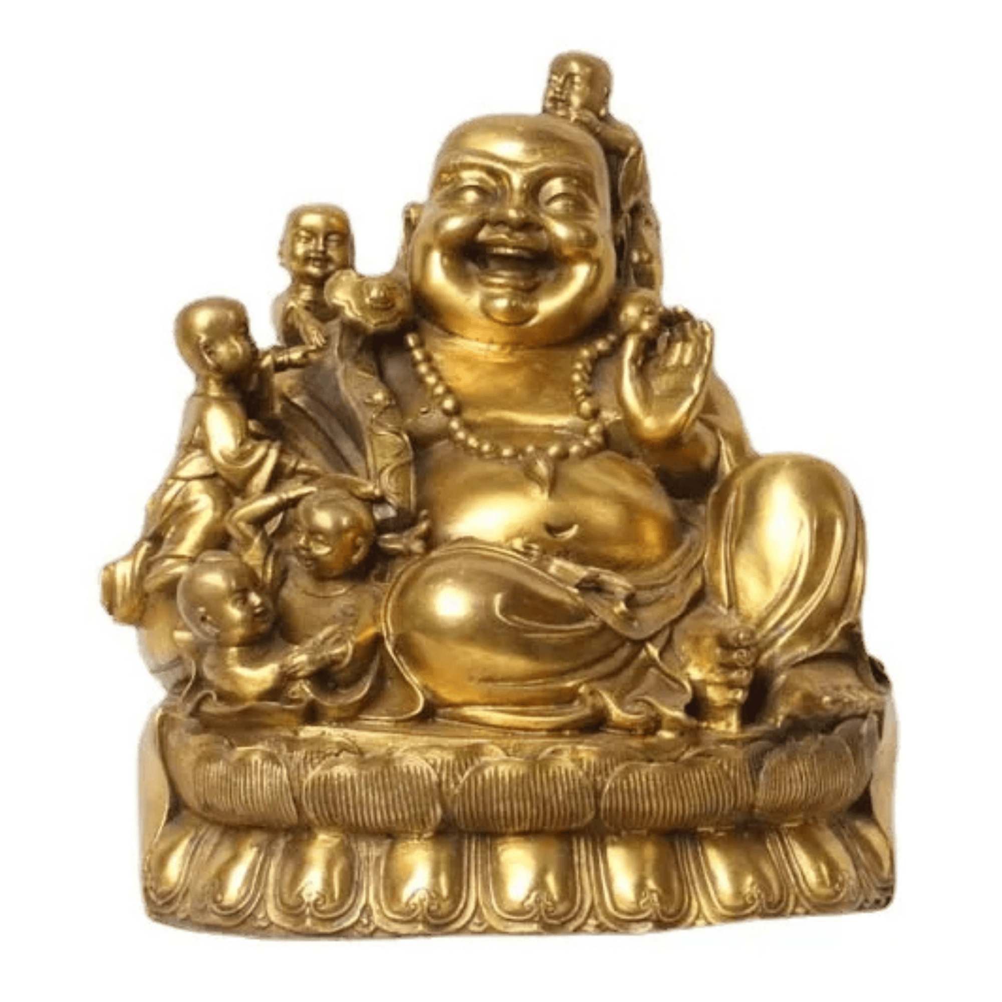 Artisan d'Asie Statues Bouddha Statue Bouddha rieur Maitreya en cuivre