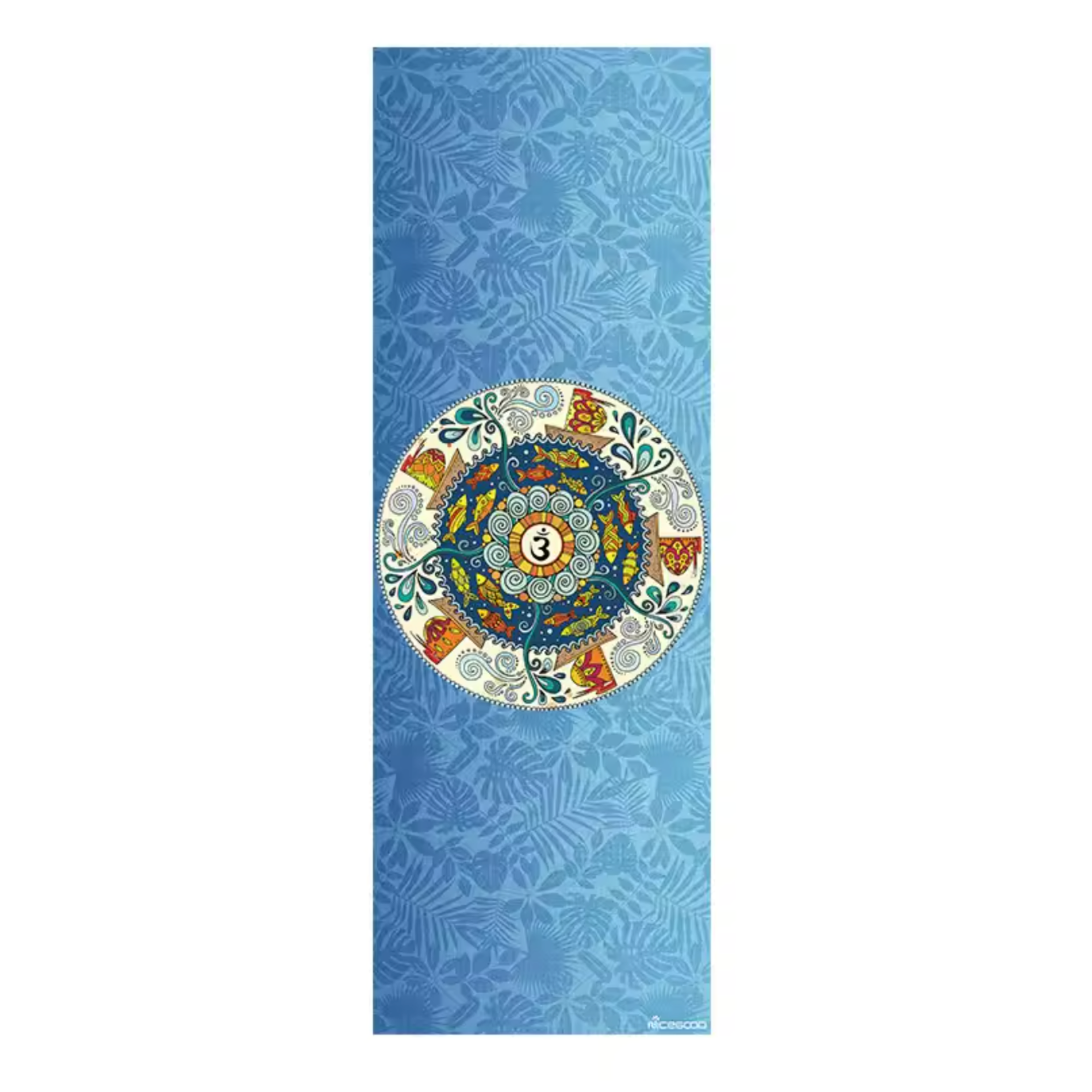 Artisan d'Asie Tapis de Yoga & Méditation OM bleu Tapis de yoga et méditation en caoutchouc naturel – Confort & sérénité
