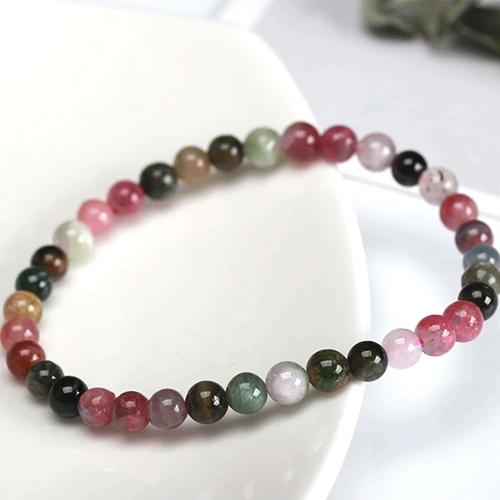 Artisan d'Asie Bracelets Malas S (4mm) Bracelet Mala en Tourmaline Multicolore