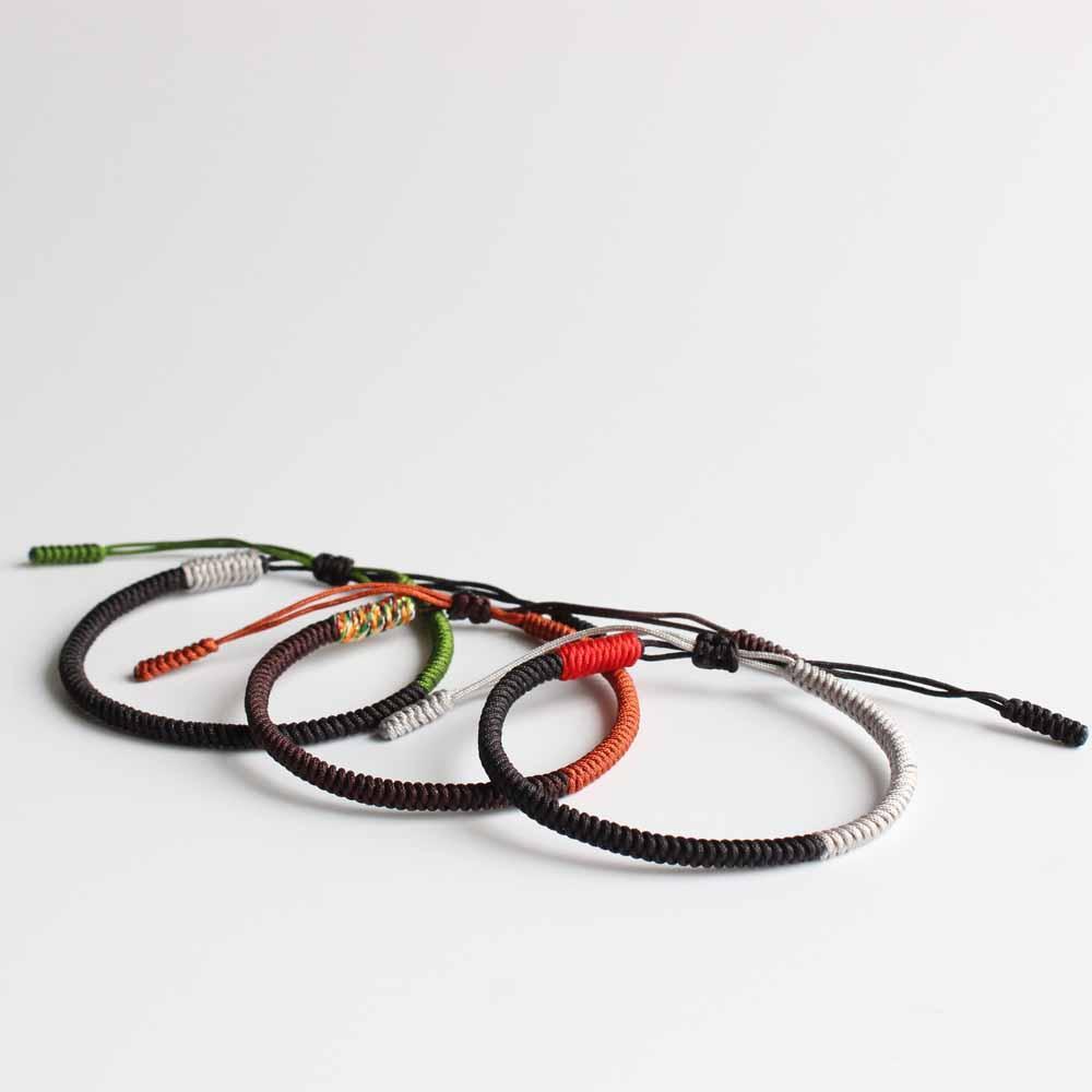 Artisan d'Asie Bracelets Tressés Tibétains Lot des 3 bracelets Bracelet tressé tibétain tricolore