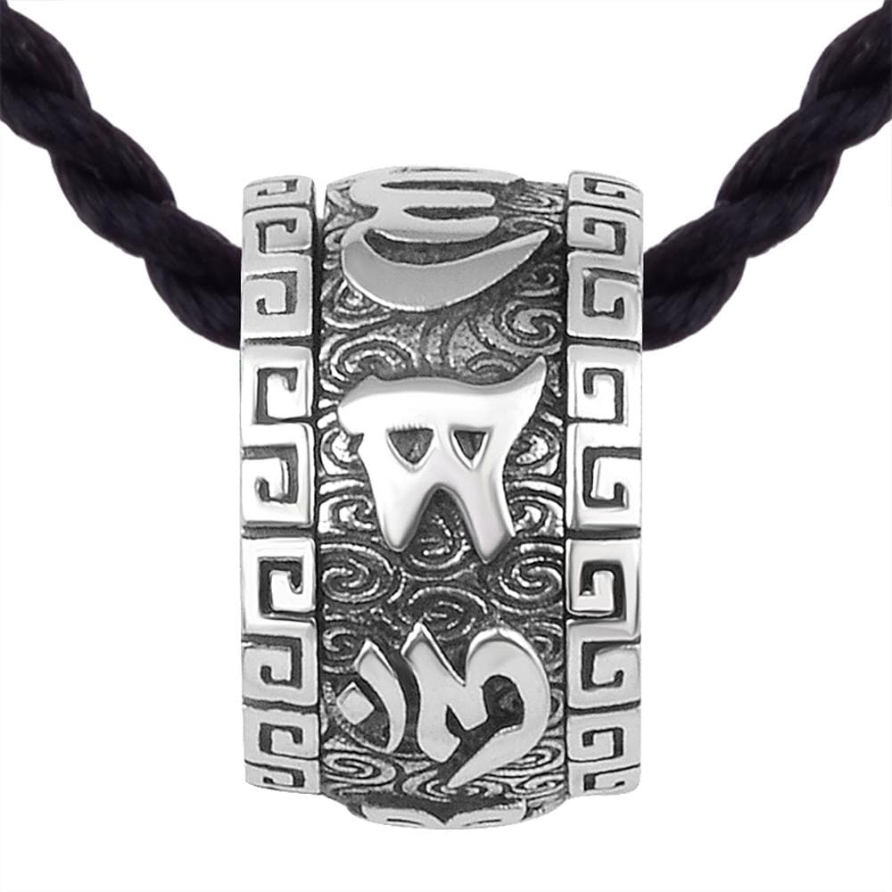 Artisan d'Asie Pendentifs & Amulettes Pendentif Mantra Om et Fleur de Lotus en Argent Pur 990/1000
