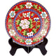 Assiette chinoise en cloisonné Cloisonné Chinois Artisan d'Asie Rouge 21cm