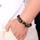Bracelet mala avec pixiu en obsidienne dorée et oeil de tigre Bracelets Malas Artisan d'Asie