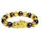 Bracelet Mala avec Pixiu Or et Pierres Naturelles Bracelets Malas Artisan d'Asie Obsidienne Noire et Perle Ronde