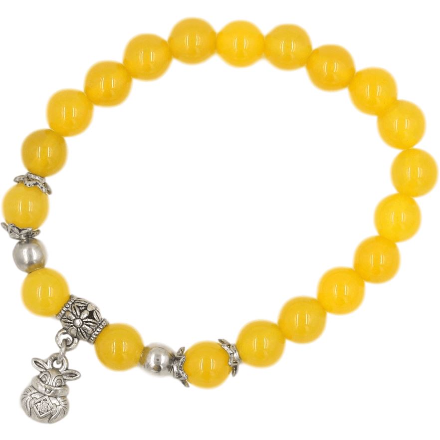 Bracelet mala en pierre d'agate jaune et argent