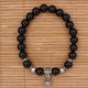 Bracelet mala en pierre d'agate noire et argent Bracelets Malas Artisan d'Asie