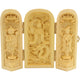Coffret de 3 statuettes artisanales en bois - Bodhisattva Guanyin - Design 2 Statues Bouddha Artisan d'Asie