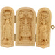 Coffret de 3 statuettes artisanales en bois - Bodhisattva Guanyin, Guan Yu et Skanda Statues Bouddha Artisan d'Asie