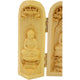 Coffret de 3 statuettes artisanales en bois - Bouddha Amitabha et Bodhisattva - Design 4 Statues Bouddha Artisan d'Asie