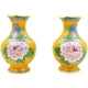 Paire de grands vases chinois en cloisonné 2 - Fleurs Cloisonné Chinois Artisan d'Asie Jaune